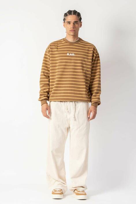 Kaotiko Kao Brown Striped Sweatshirt